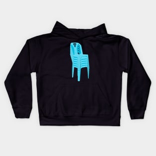 Stack of Blue Plastic Chairs Kids Hoodie